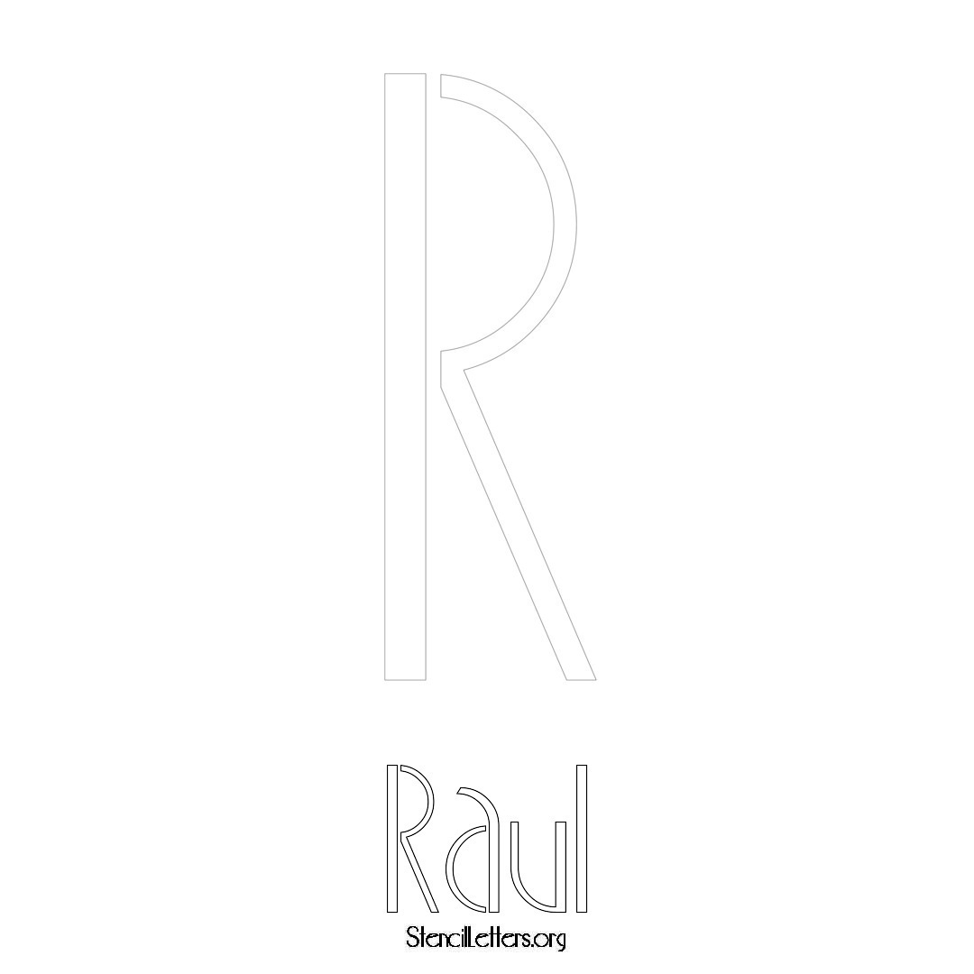 Raul printable name initial stencil in Art Deco Lettering