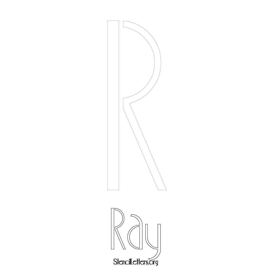 Ray printable name initial stencil in Art Deco Lettering