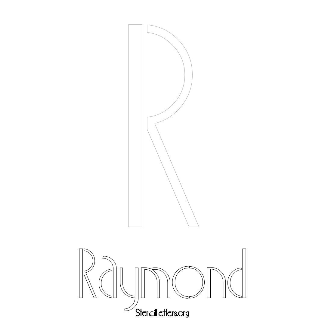 Raymond printable name initial stencil in Art Deco Lettering