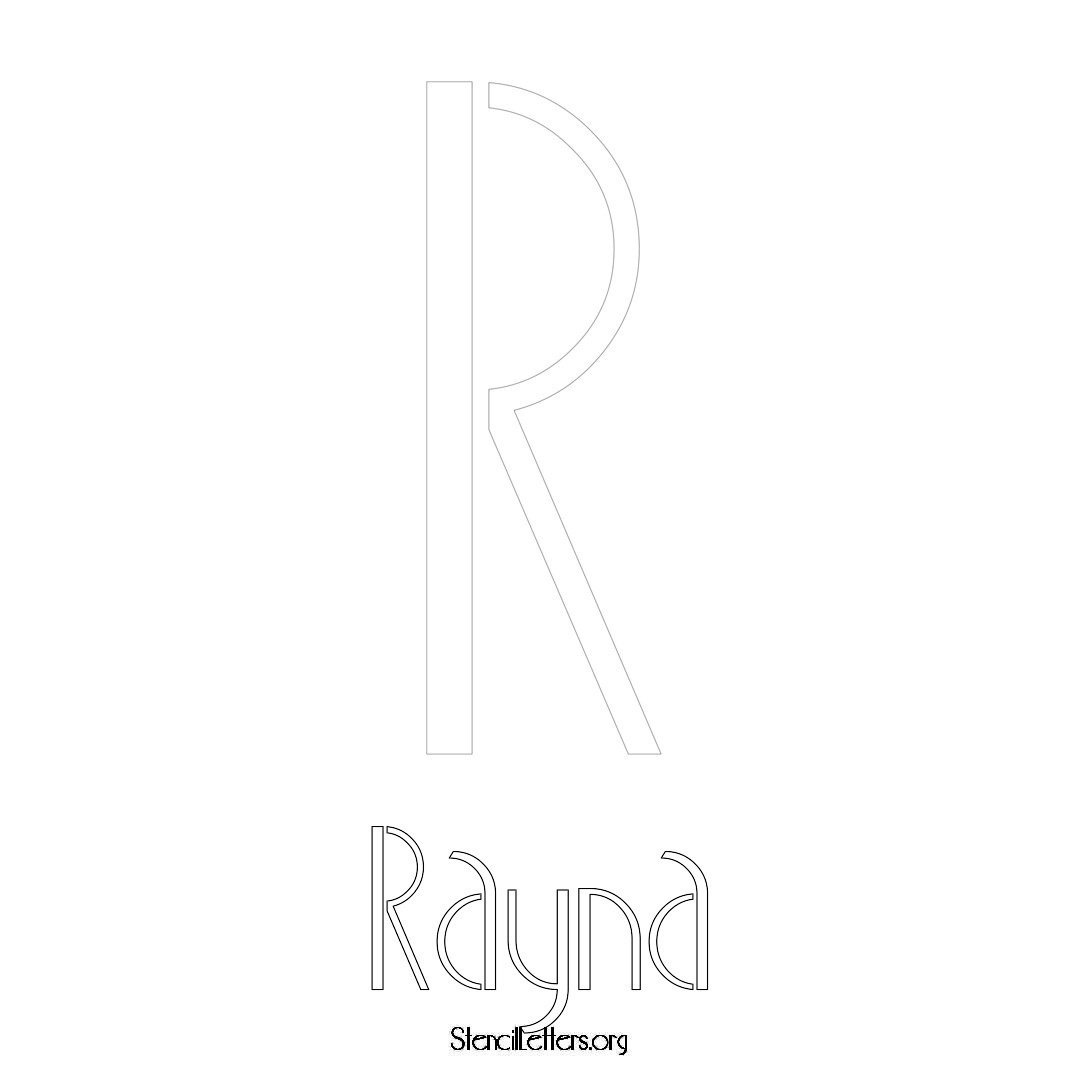 Rayna printable name initial stencil in Art Deco Lettering