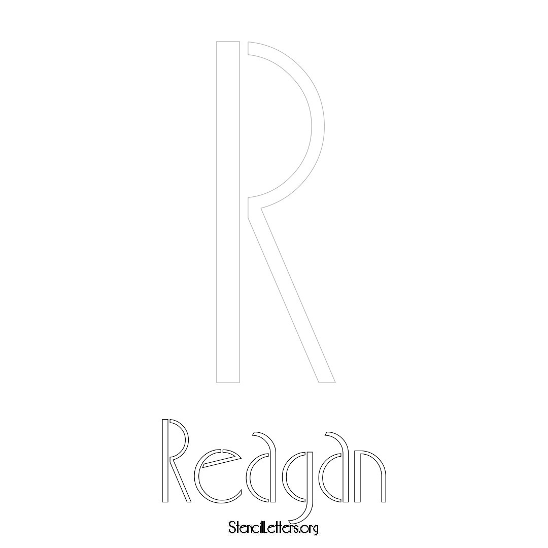 Reagan printable name initial stencil in Art Deco Lettering