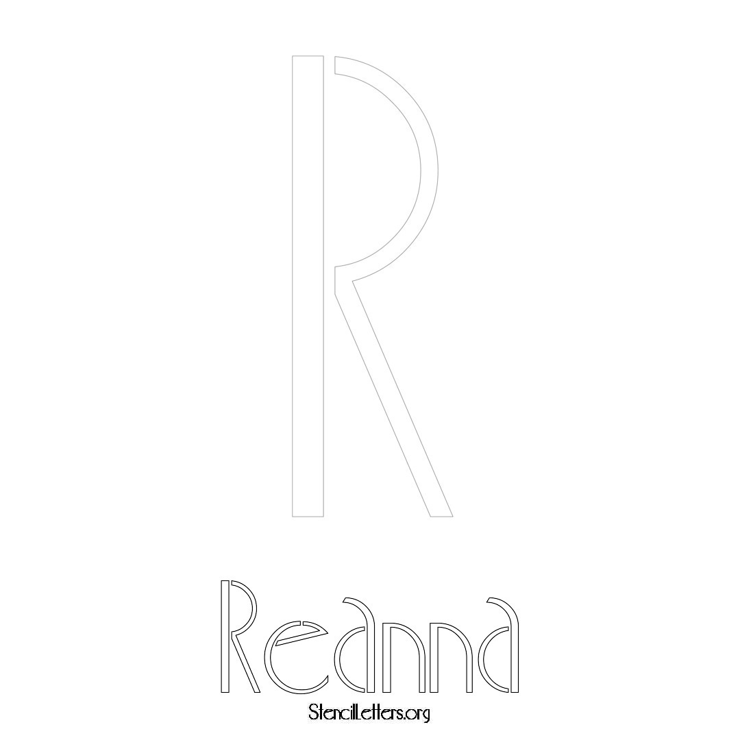 Reanna printable name initial stencil in Art Deco Lettering
