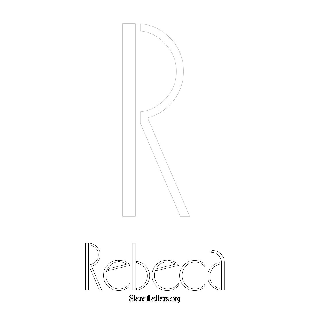 Rebeca printable name initial stencil in Art Deco Lettering