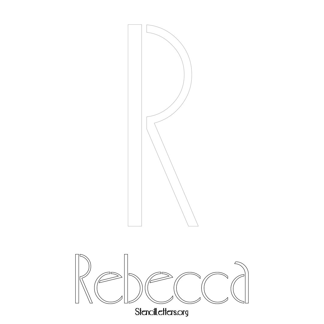 Rebecca printable name initial stencil in Art Deco Lettering