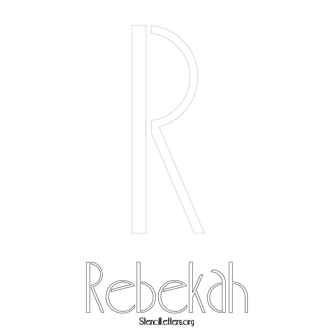 Rebekah printable name initial stencil in Art Deco Lettering
