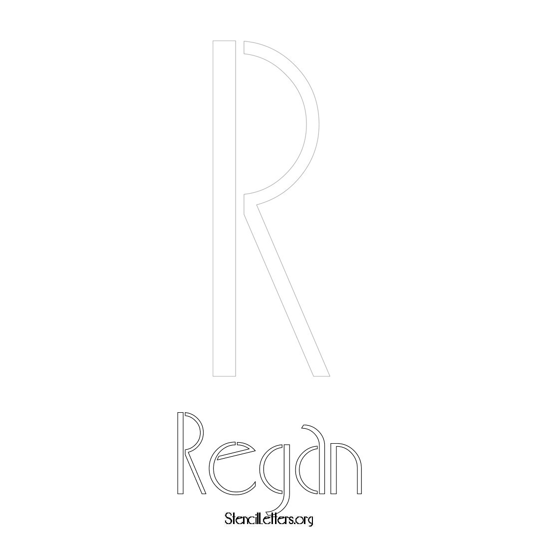 Regan printable name initial stencil in Art Deco Lettering