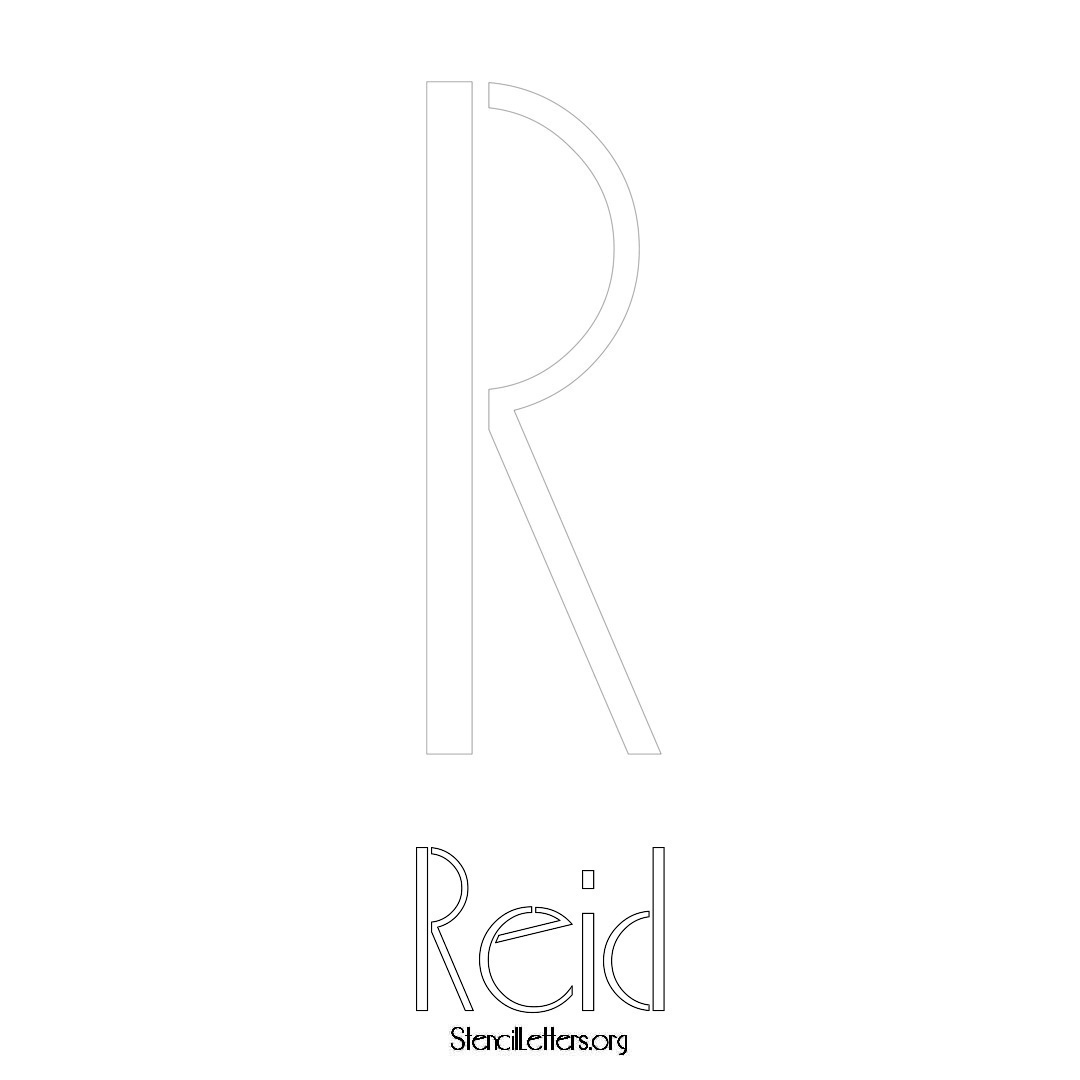 Reid printable name initial stencil in Art Deco Lettering