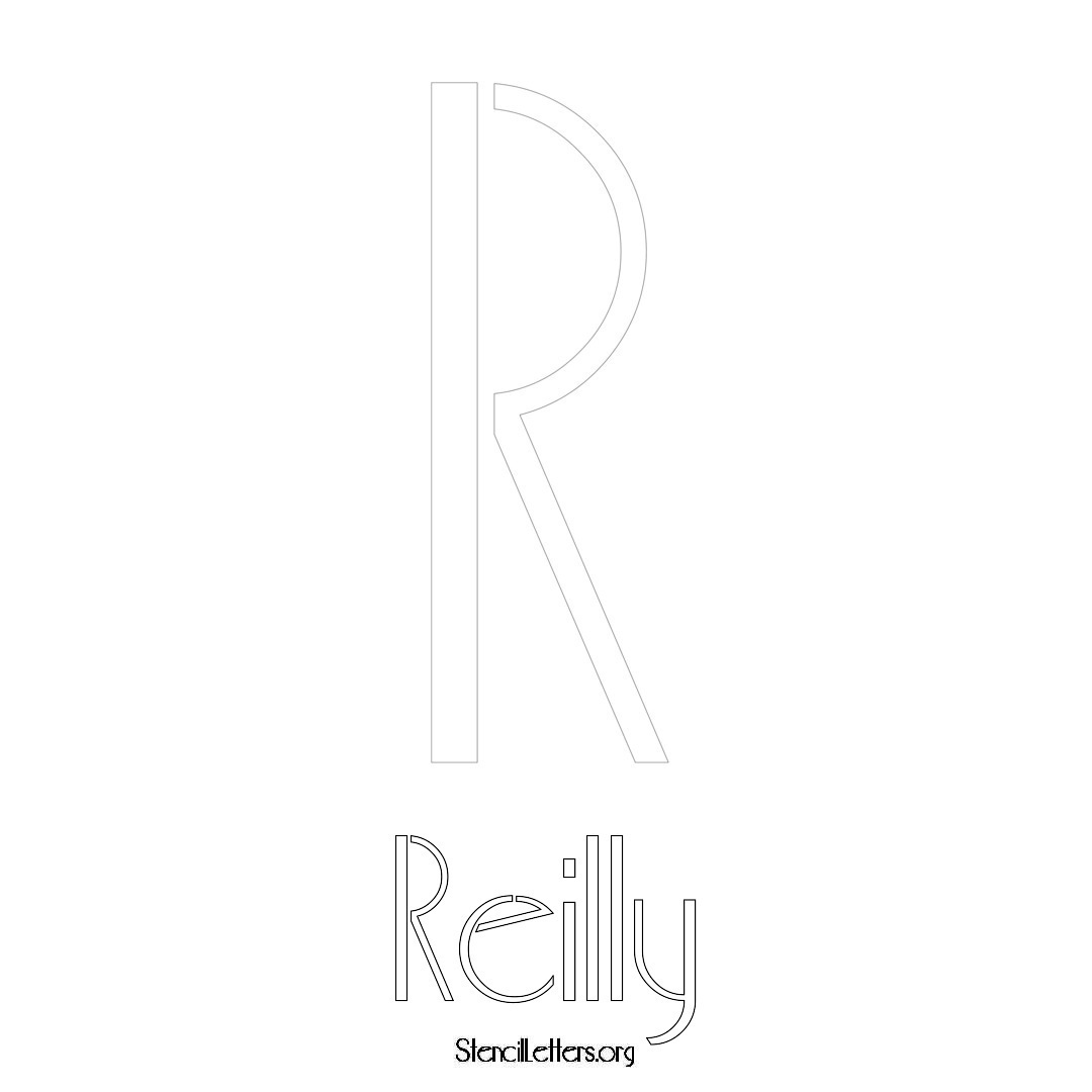 Reilly printable name initial stencil in Art Deco Lettering