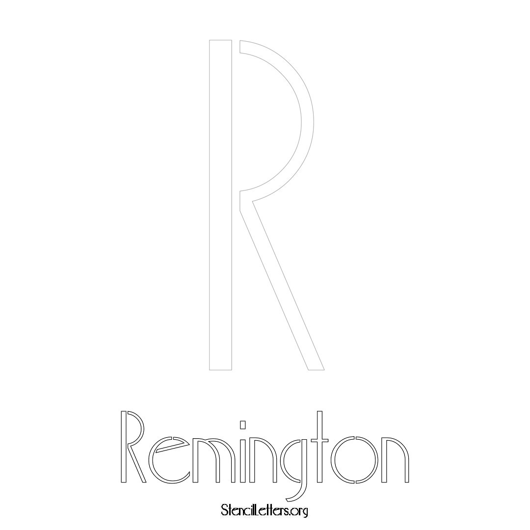 Remington printable name initial stencil in Art Deco Lettering