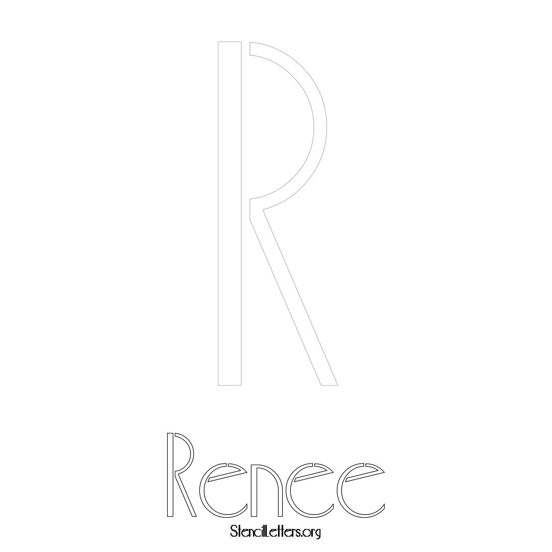 Renee printable name initial stencil in Art Deco Lettering