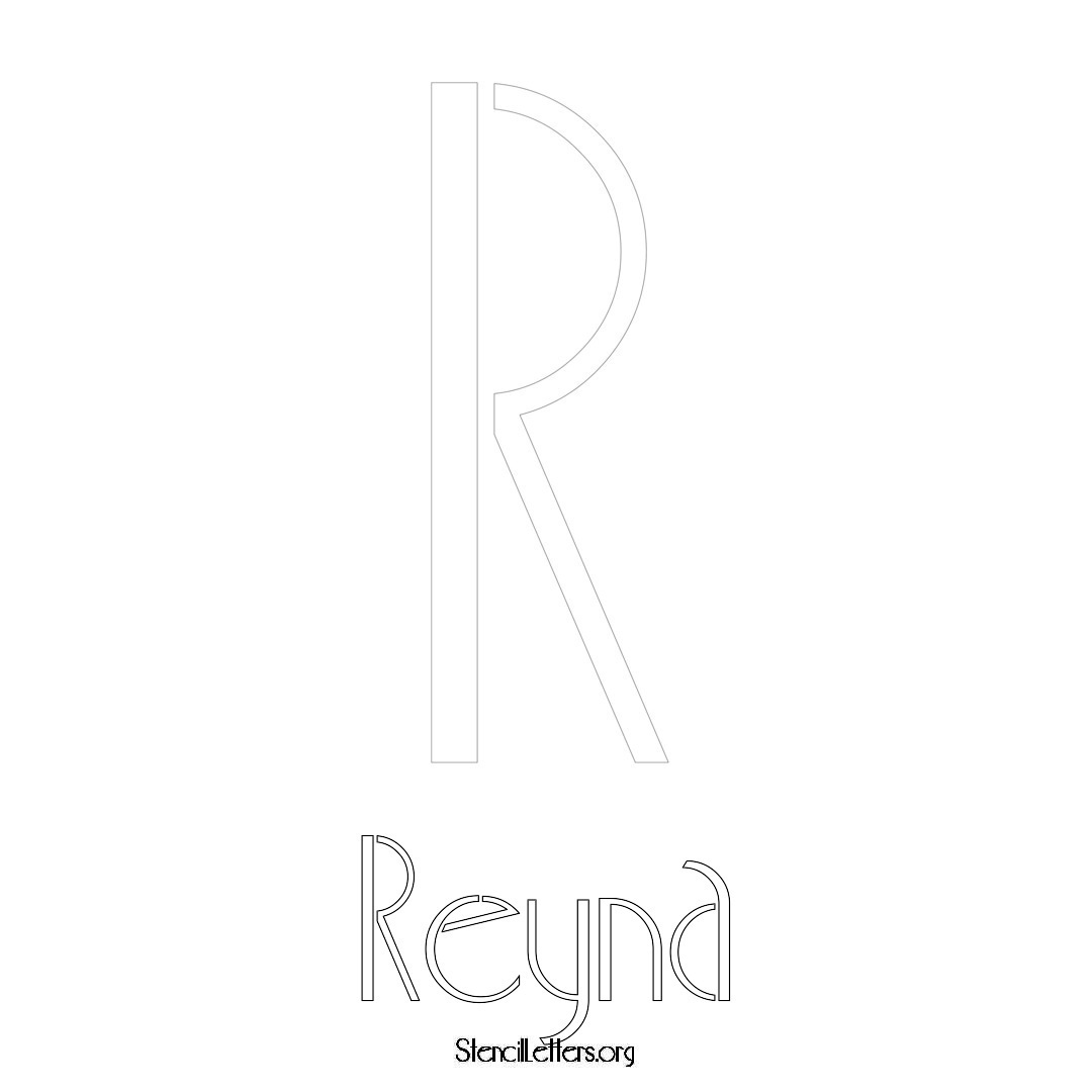 Reyna printable name initial stencil in Art Deco Lettering