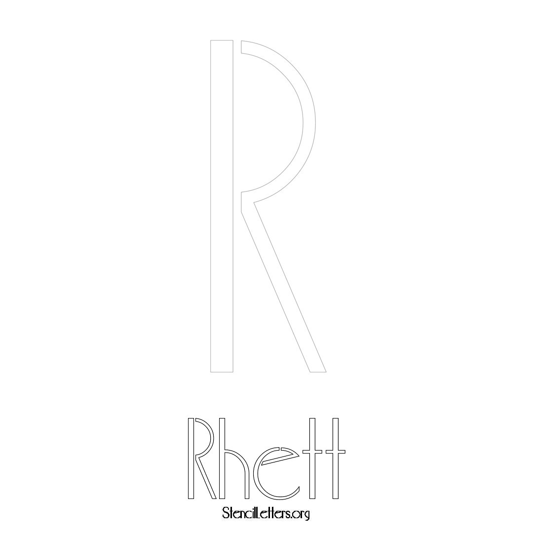 Rhett printable name initial stencil in Art Deco Lettering