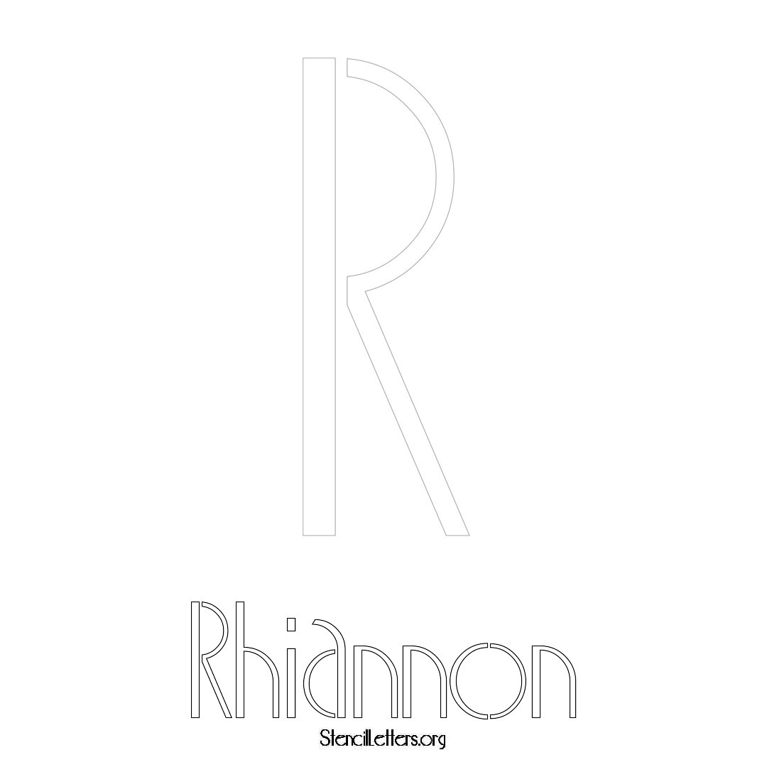 Rhiannon printable name initial stencil in Art Deco Lettering