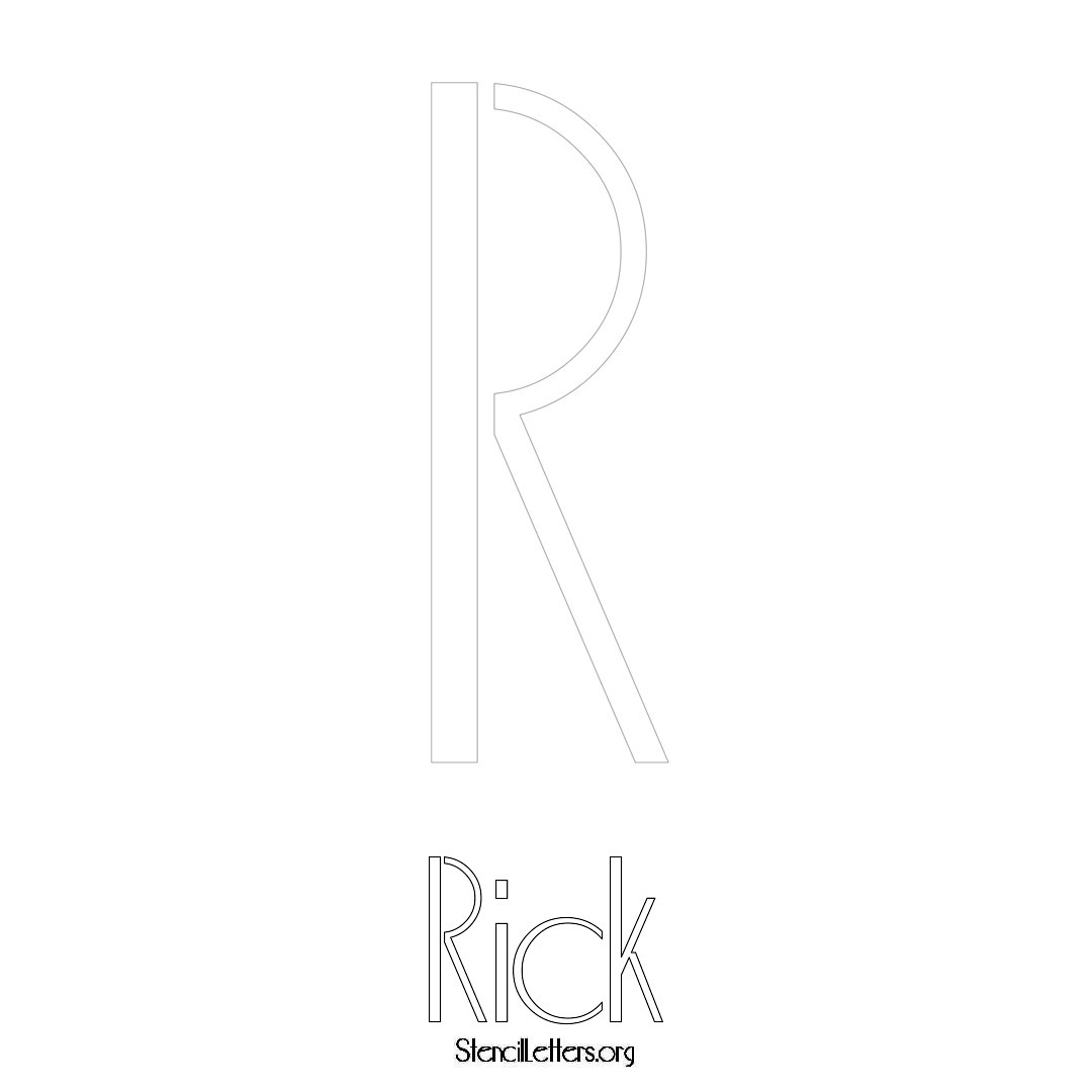 Rick printable name initial stencil in Art Deco Lettering