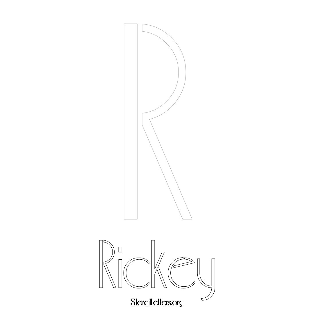 Rickey printable name initial stencil in Art Deco Lettering