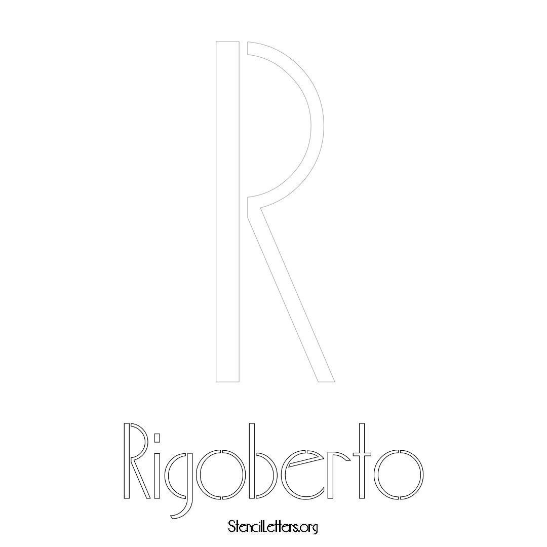 Rigoberto printable name initial stencil in Art Deco Lettering