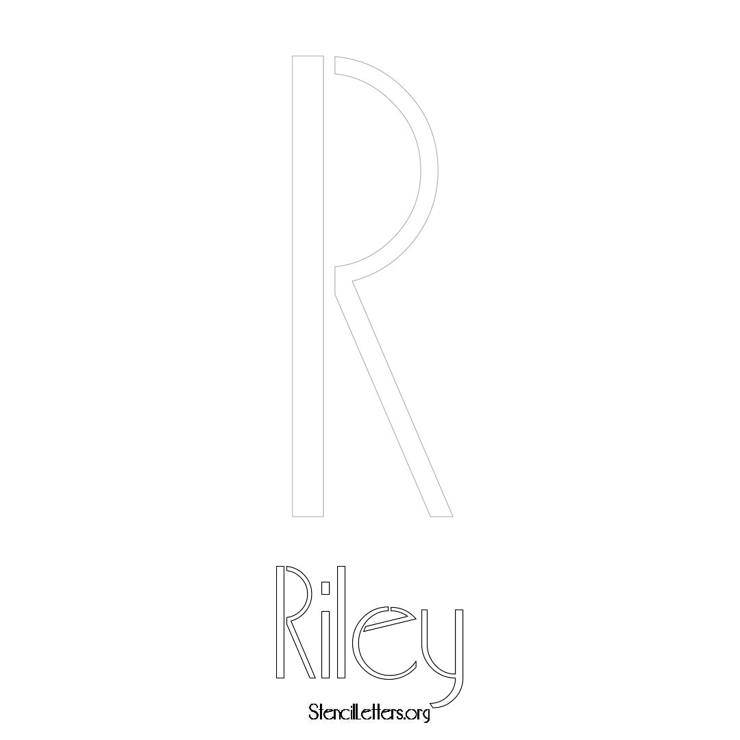 Riley printable name initial stencil in Art Deco Lettering