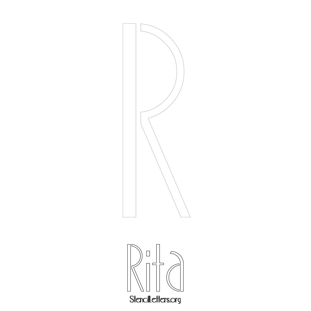 Rita printable name initial stencil in Art Deco Lettering