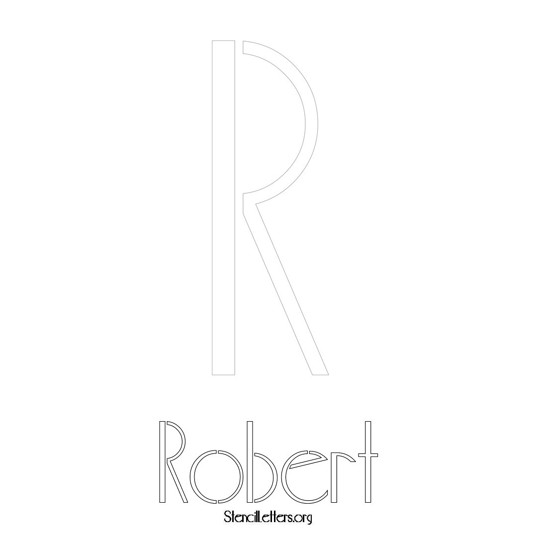 Robert printable name initial stencil in Art Deco Lettering