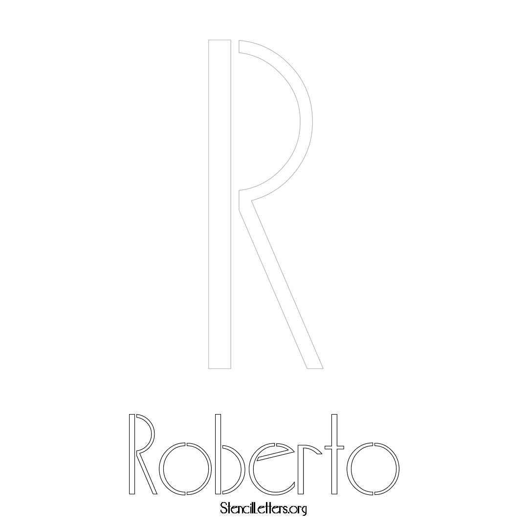 Roberto printable name initial stencil in Art Deco Lettering