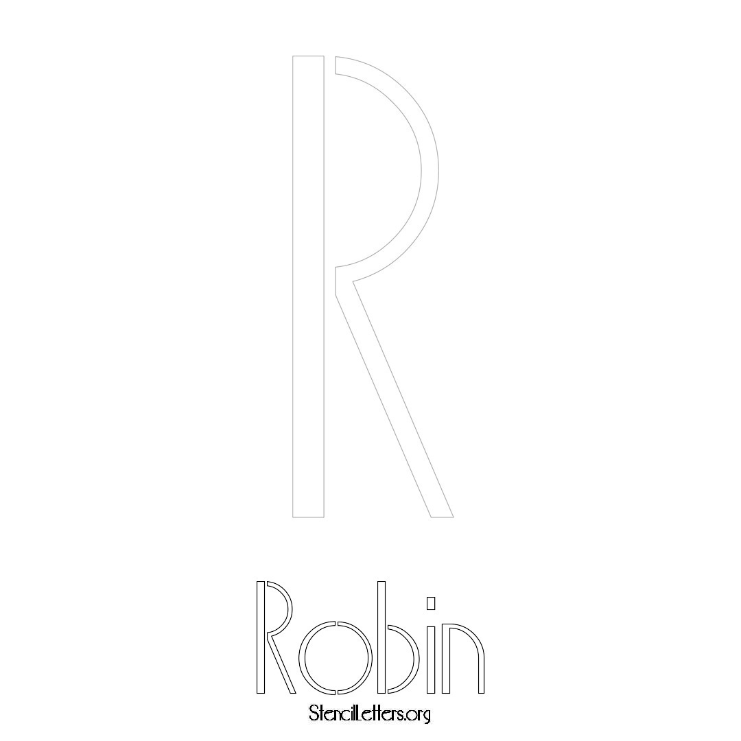 Robin printable name initial stencil in Art Deco Lettering