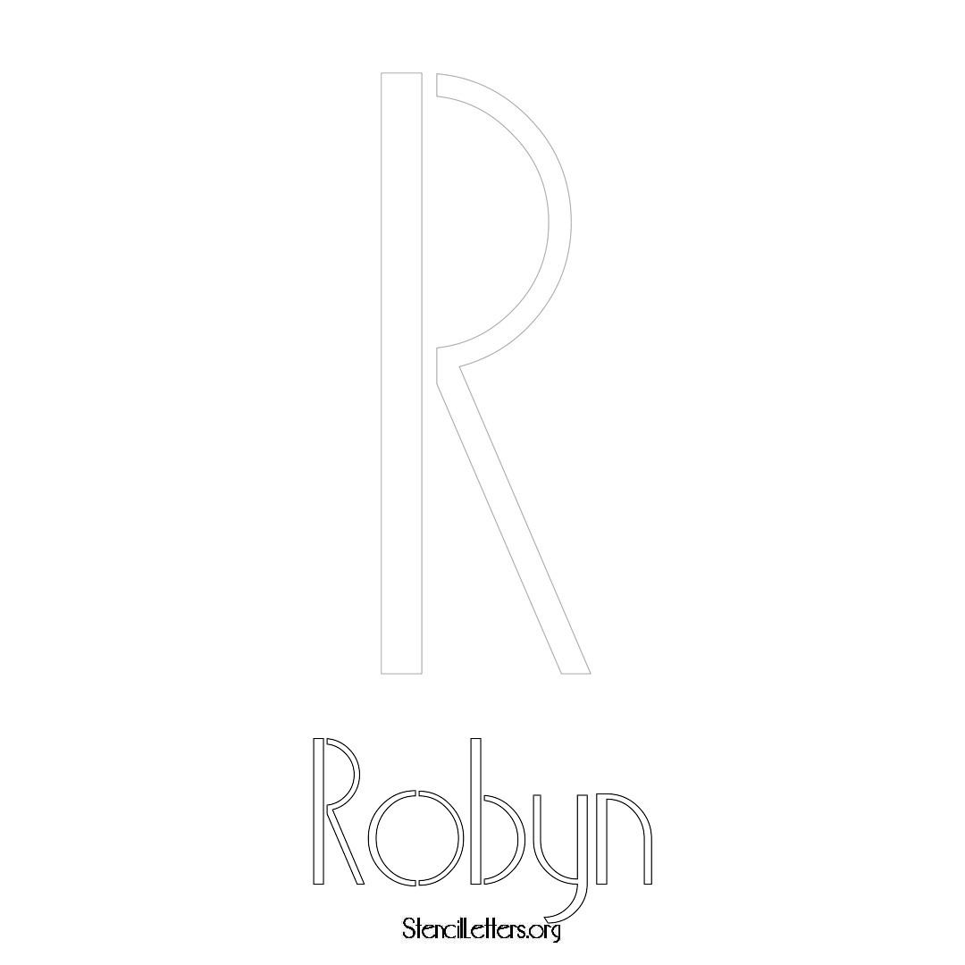 Robyn printable name initial stencil in Art Deco Lettering