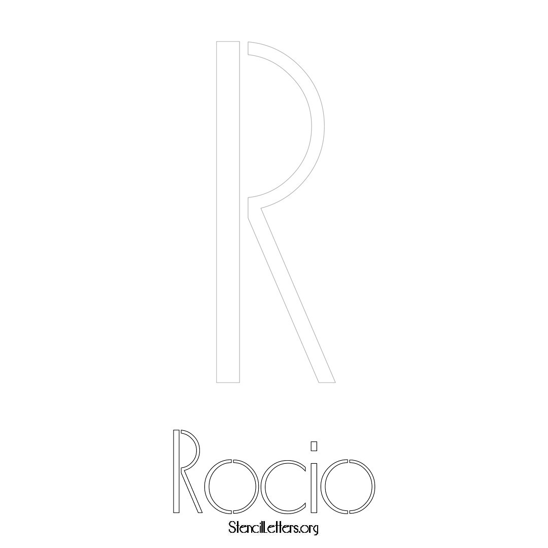 Rocio printable name initial stencil in Art Deco Lettering