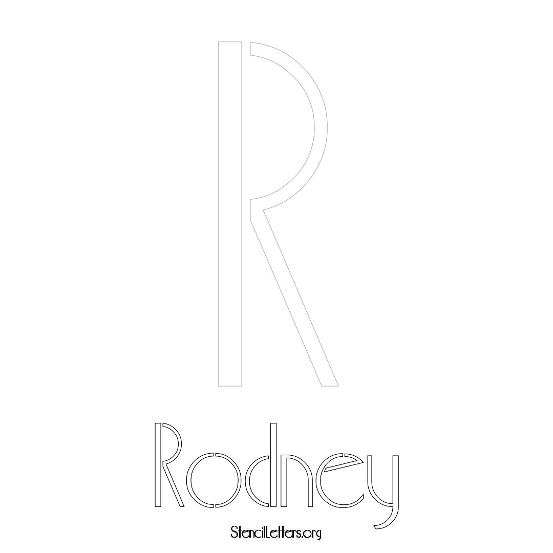 Rodney printable name initial stencil in Art Deco Lettering