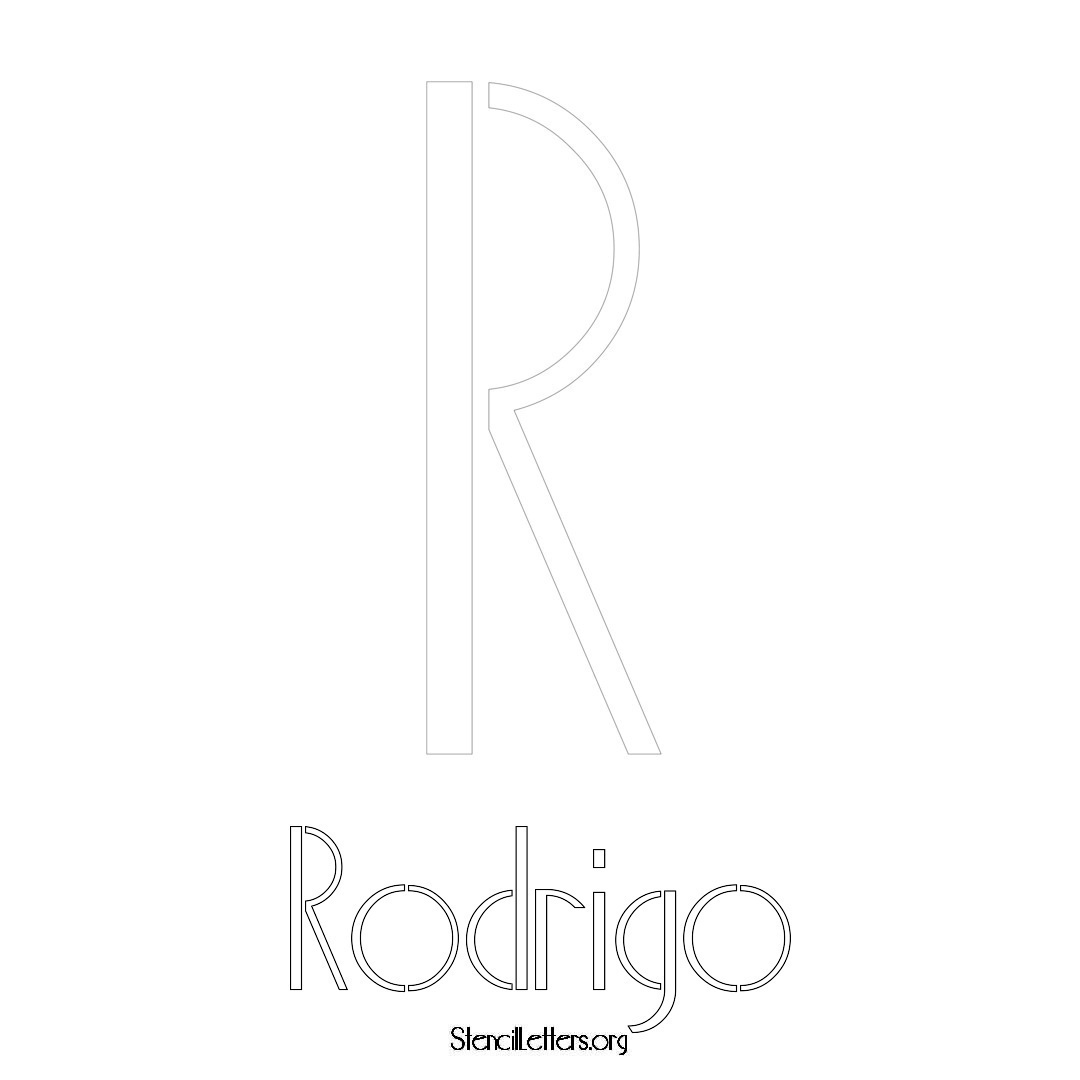 Rodrigo printable name initial stencil in Art Deco Lettering