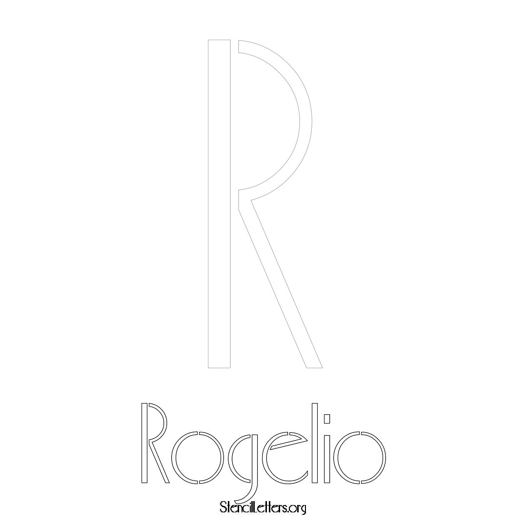 Rogelio printable name initial stencil in Art Deco Lettering