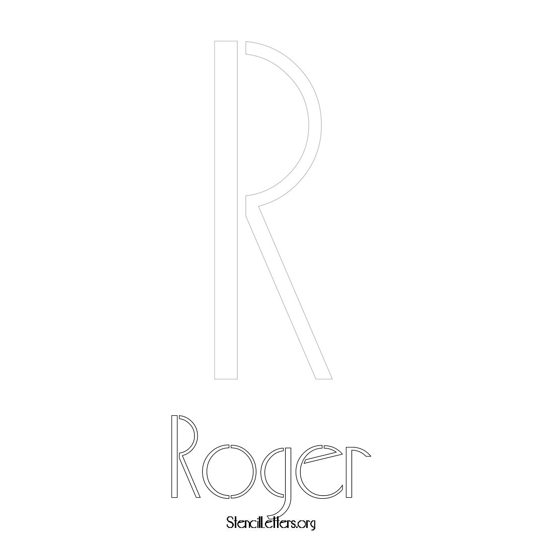 Roger printable name initial stencil in Art Deco Lettering