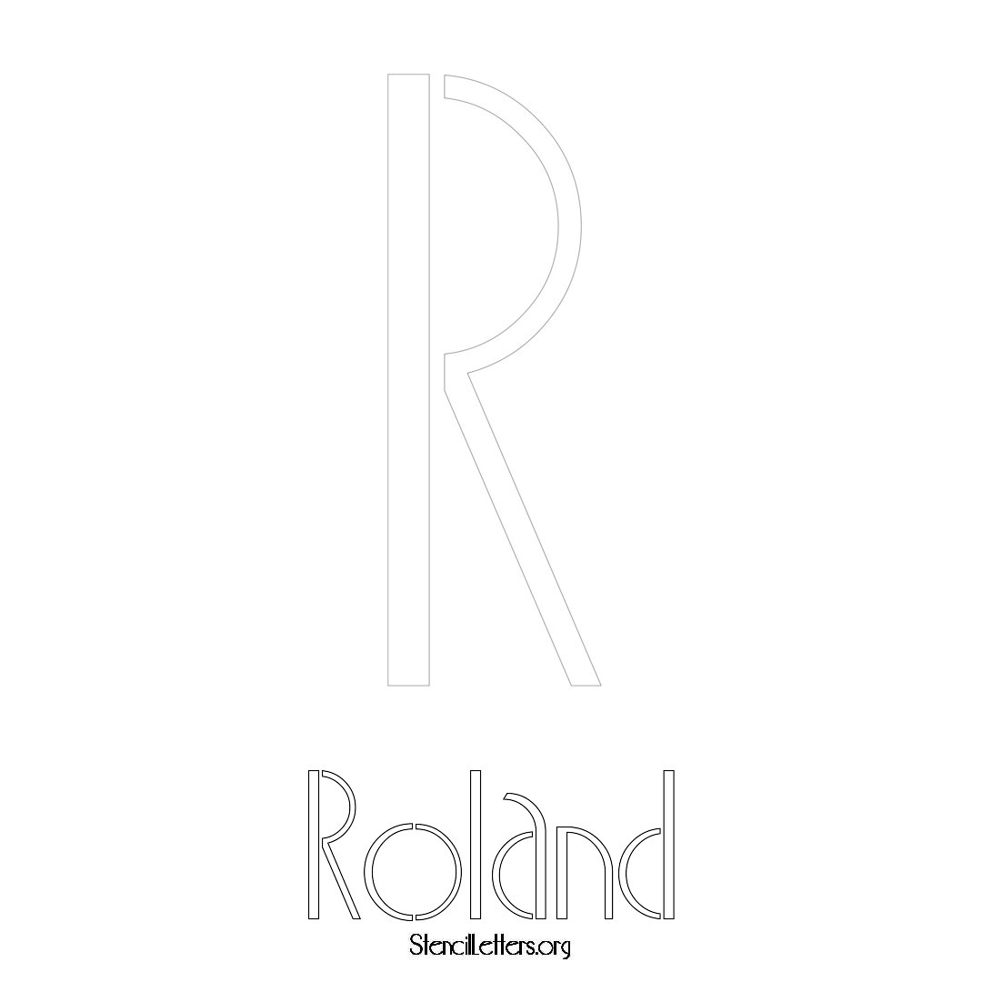 Roland printable name initial stencil in Art Deco Lettering