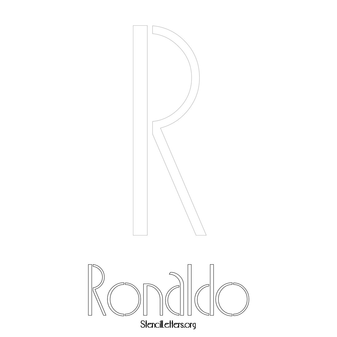 Ronaldo printable name initial stencil in Art Deco Lettering