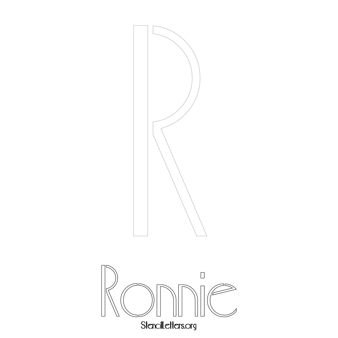 Ronnie printable name initial stencil in Art Deco Lettering