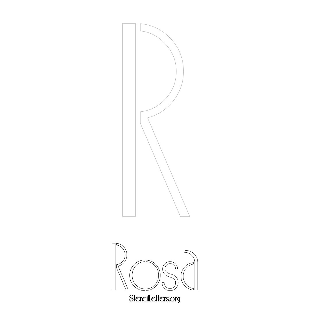 Rosa printable name initial stencil in Art Deco Lettering