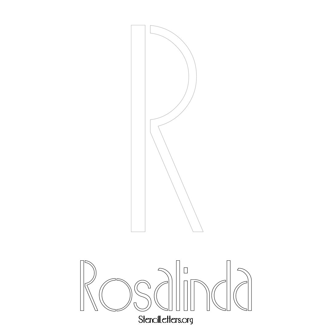 Rosalinda printable name initial stencil in Art Deco Lettering