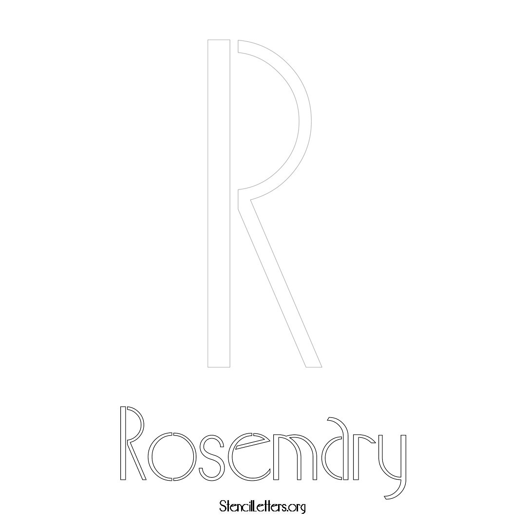 Rosemary printable name initial stencil in Art Deco Lettering