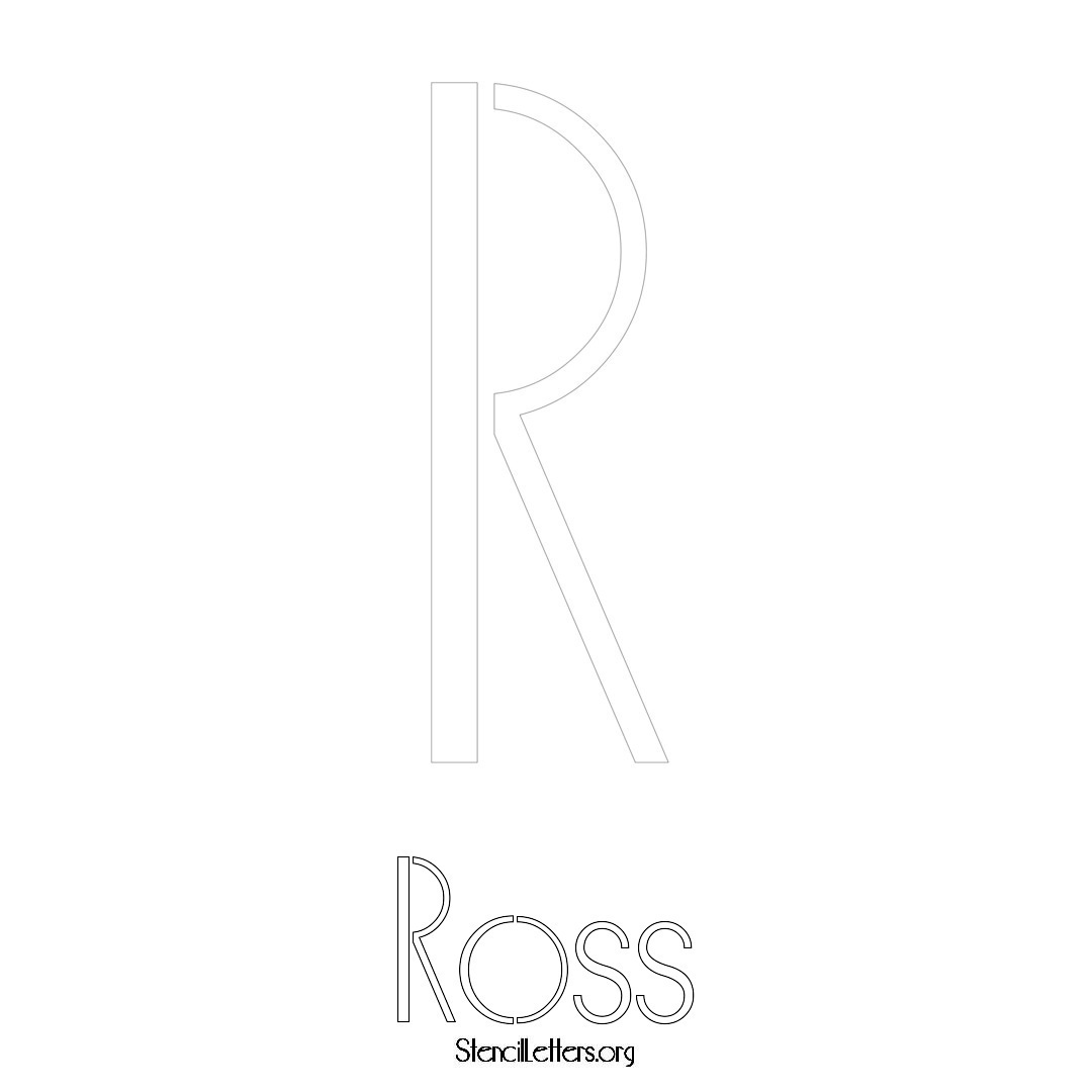 Ross printable name initial stencil in Art Deco Lettering