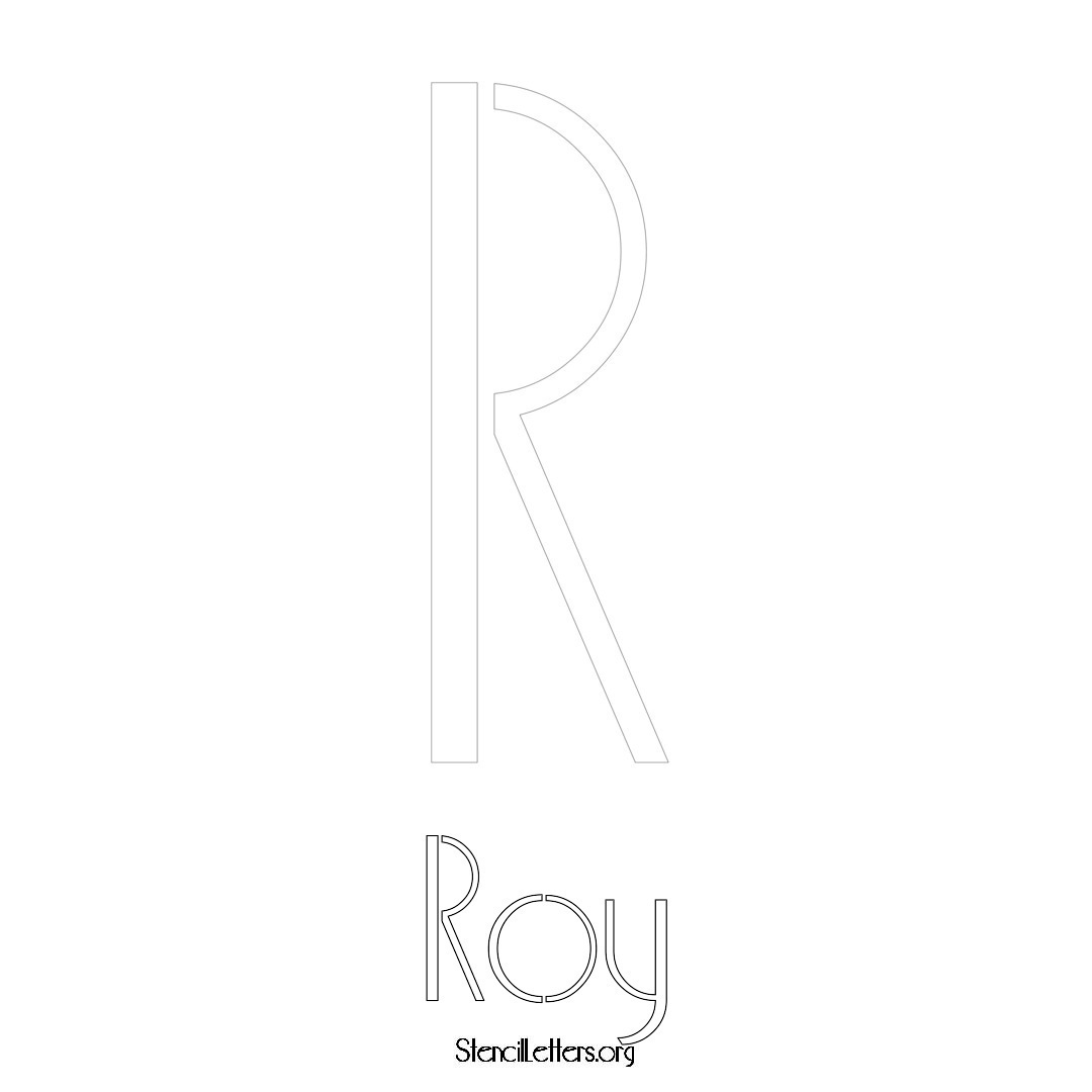 Roy printable name initial stencil in Art Deco Lettering