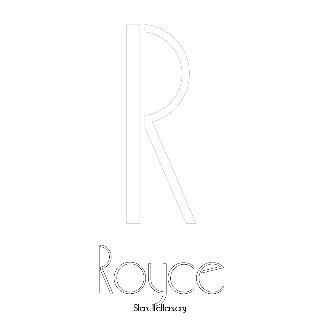 Royce printable name initial stencil in Art Deco Lettering