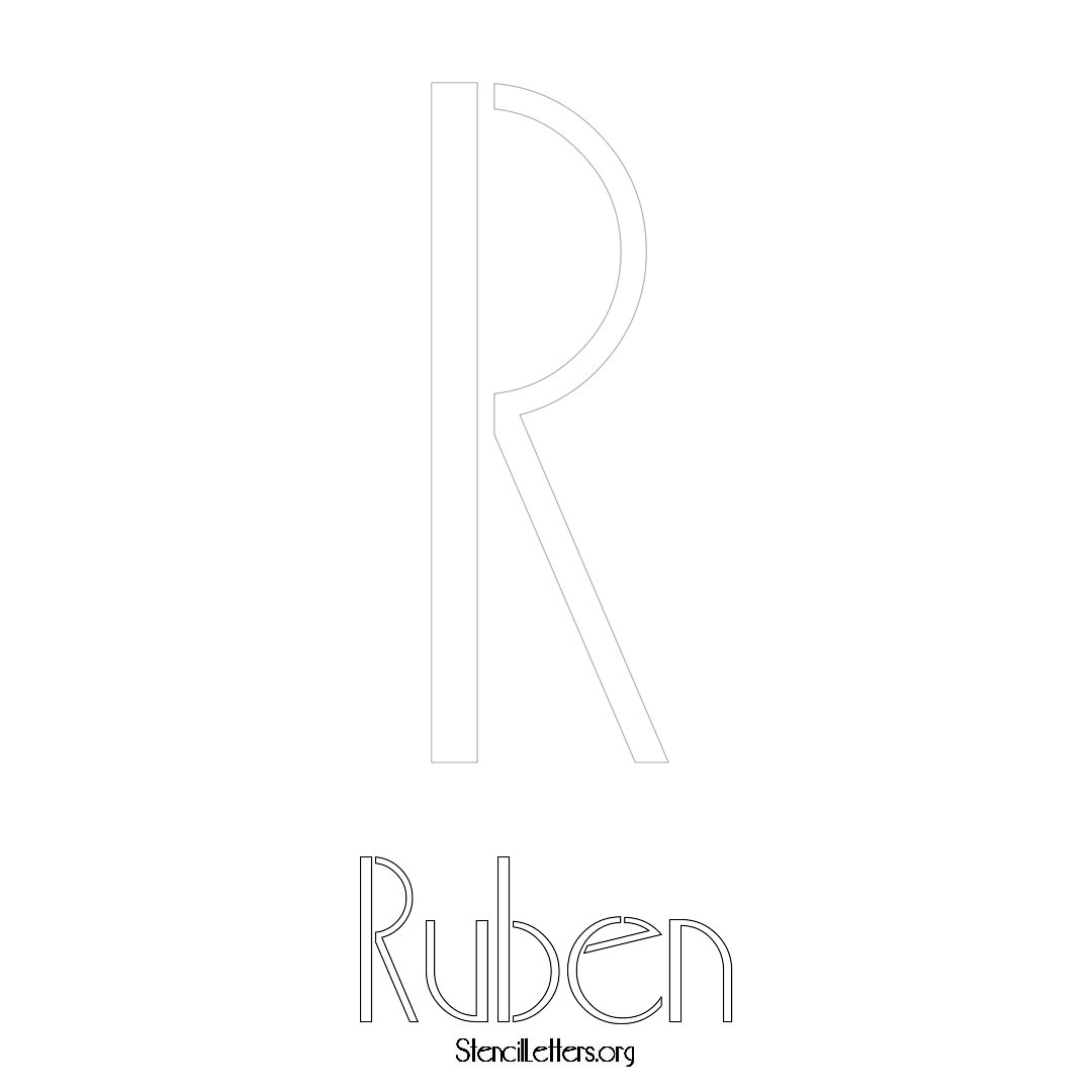 Ruben printable name initial stencil in Art Deco Lettering