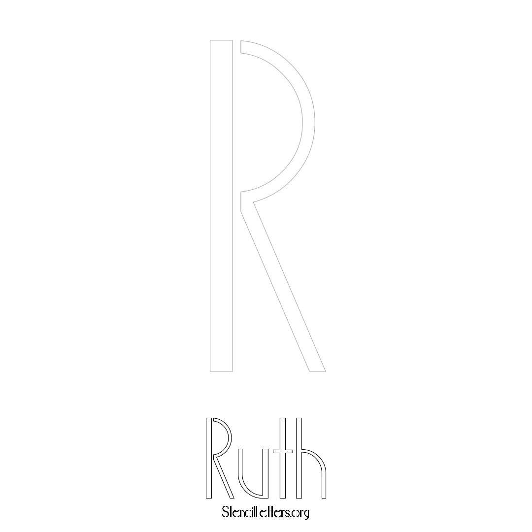 Ruth printable name initial stencil in Art Deco Lettering