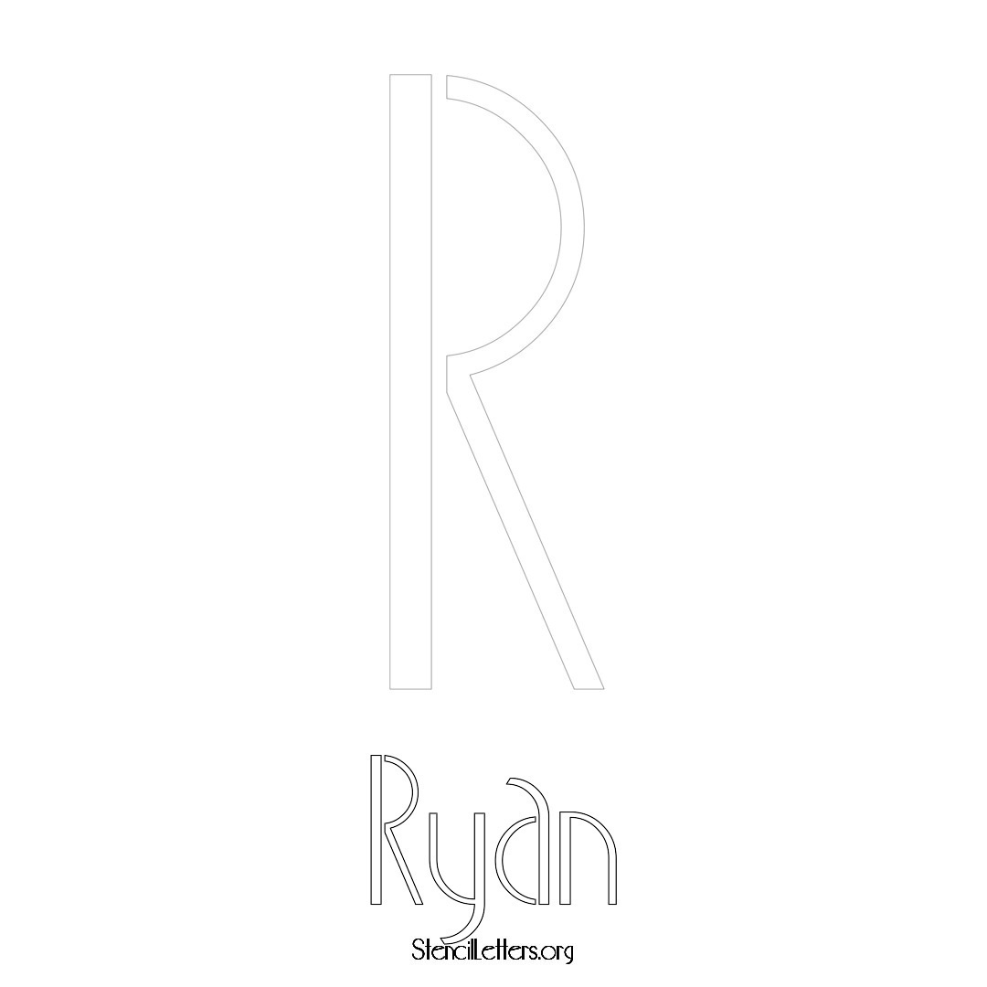 Ryan printable name initial stencil in Art Deco Lettering