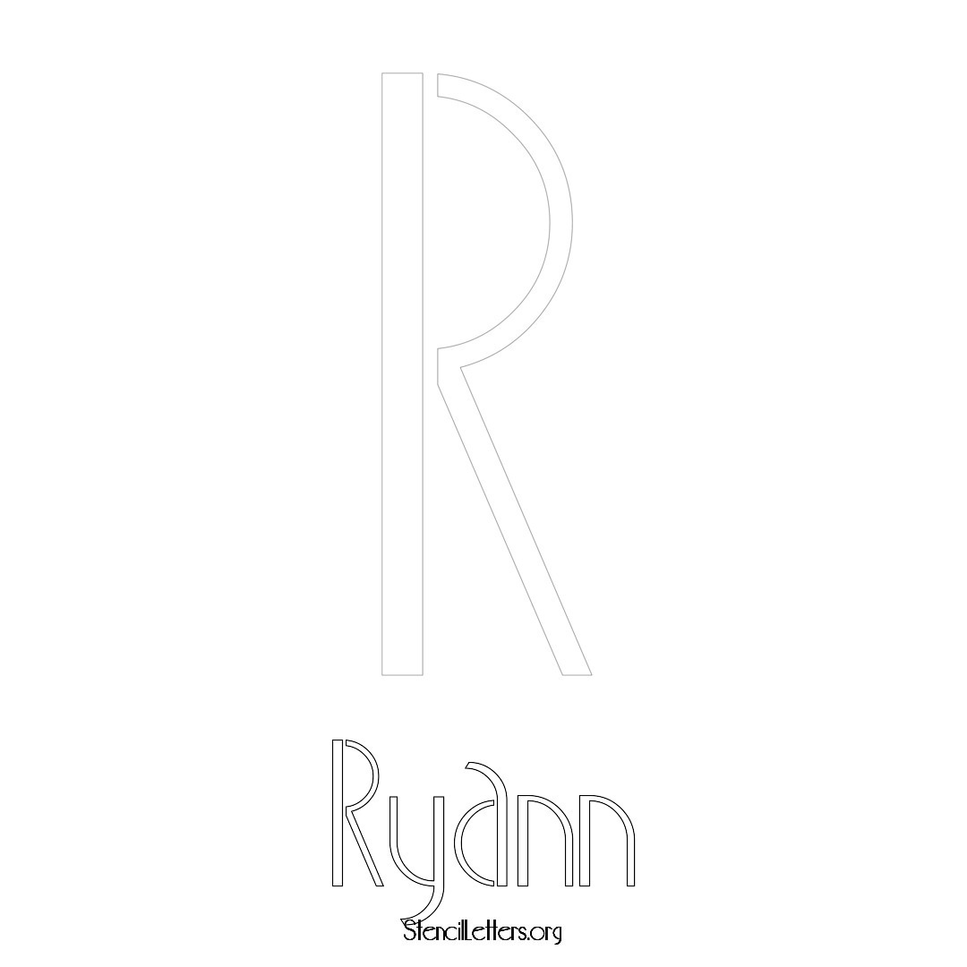 Ryann printable name initial stencil in Art Deco Lettering