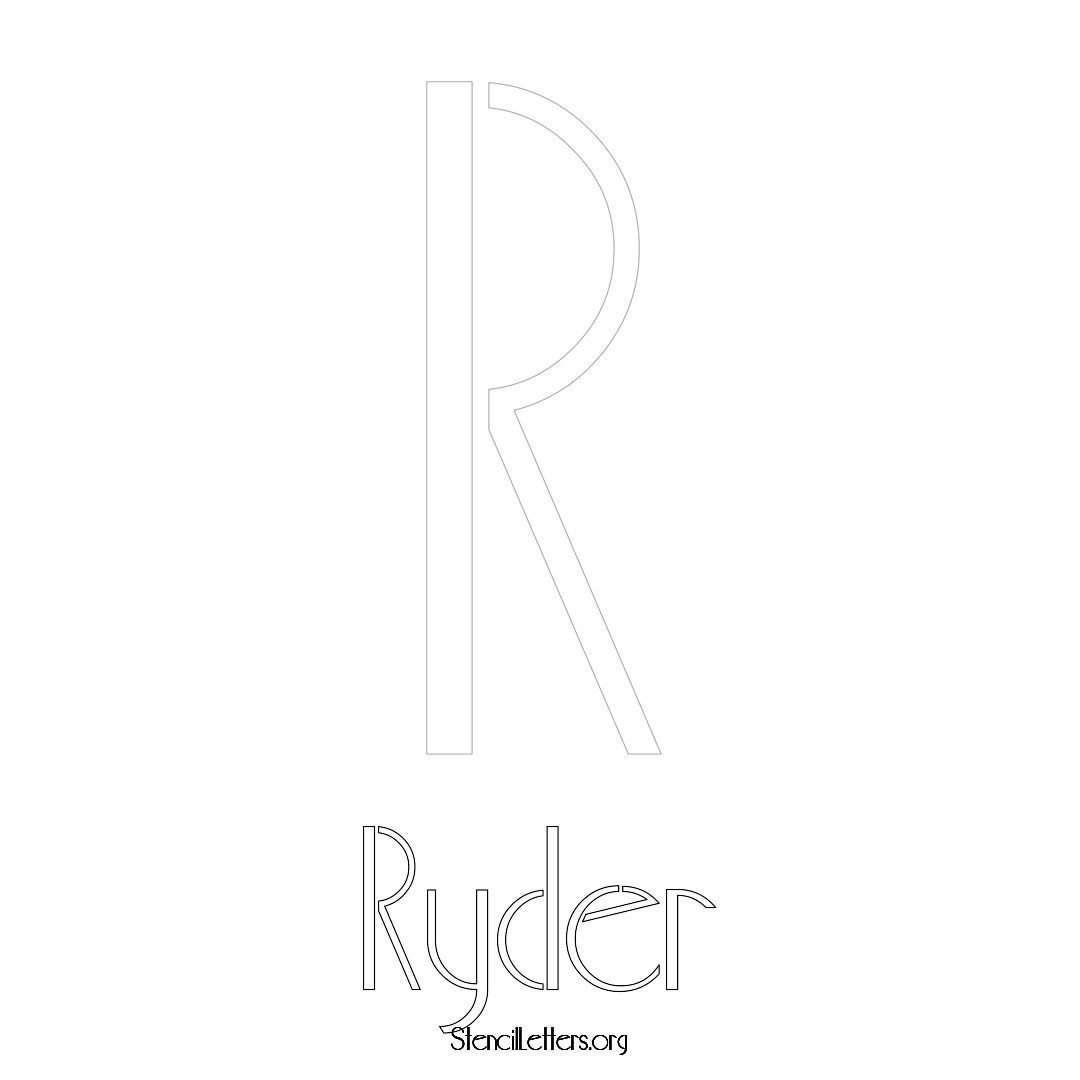 Ryder printable name initial stencil in Art Deco Lettering