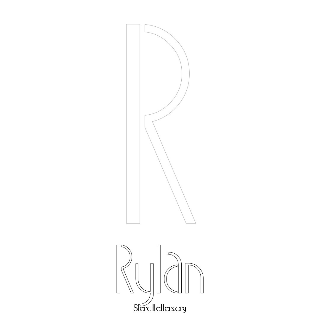 Rylan printable name initial stencil in Art Deco Lettering