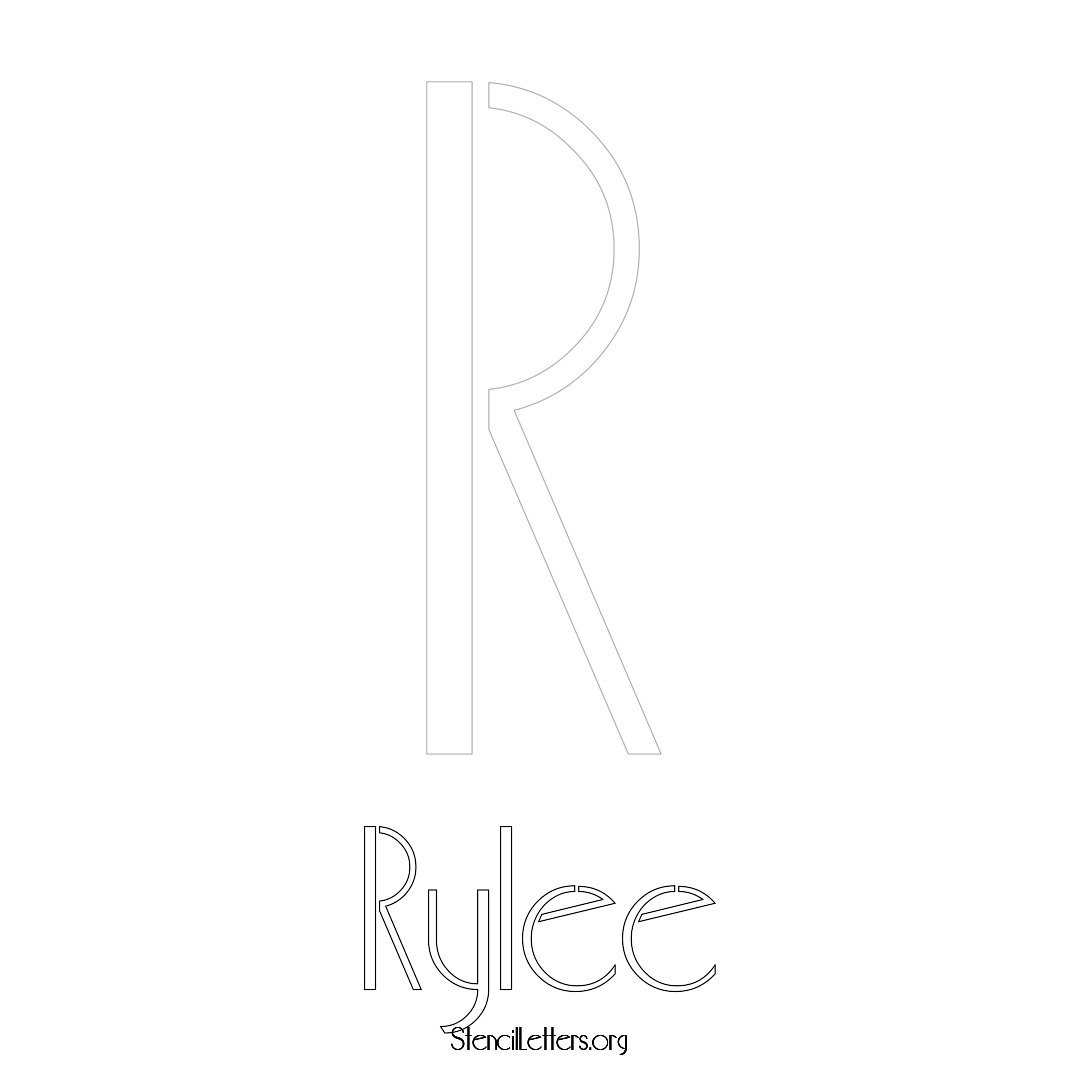 Rylee printable name initial stencil in Art Deco Lettering