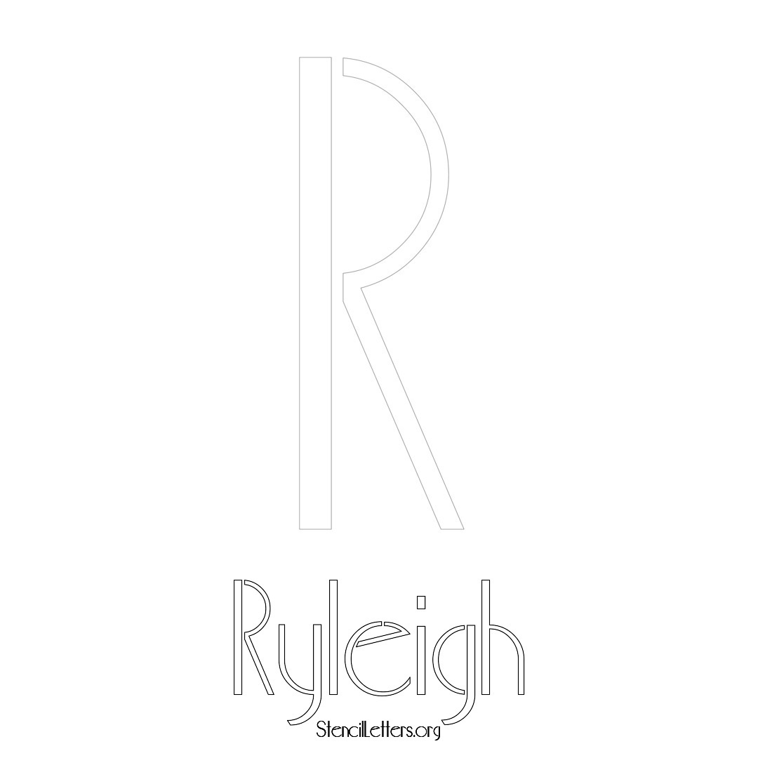 Ryleigh printable name initial stencil in Art Deco Lettering