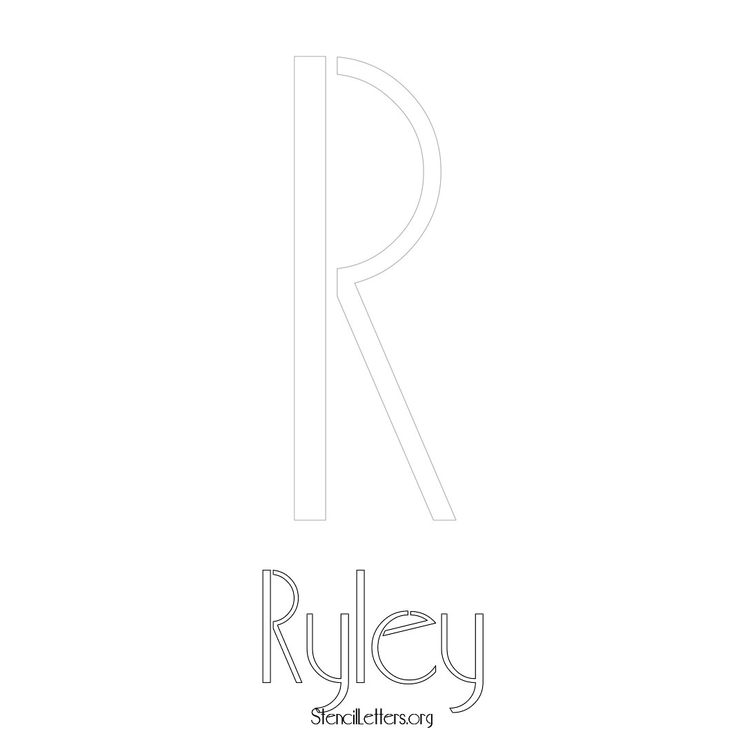 Ryley printable name initial stencil in Art Deco Lettering