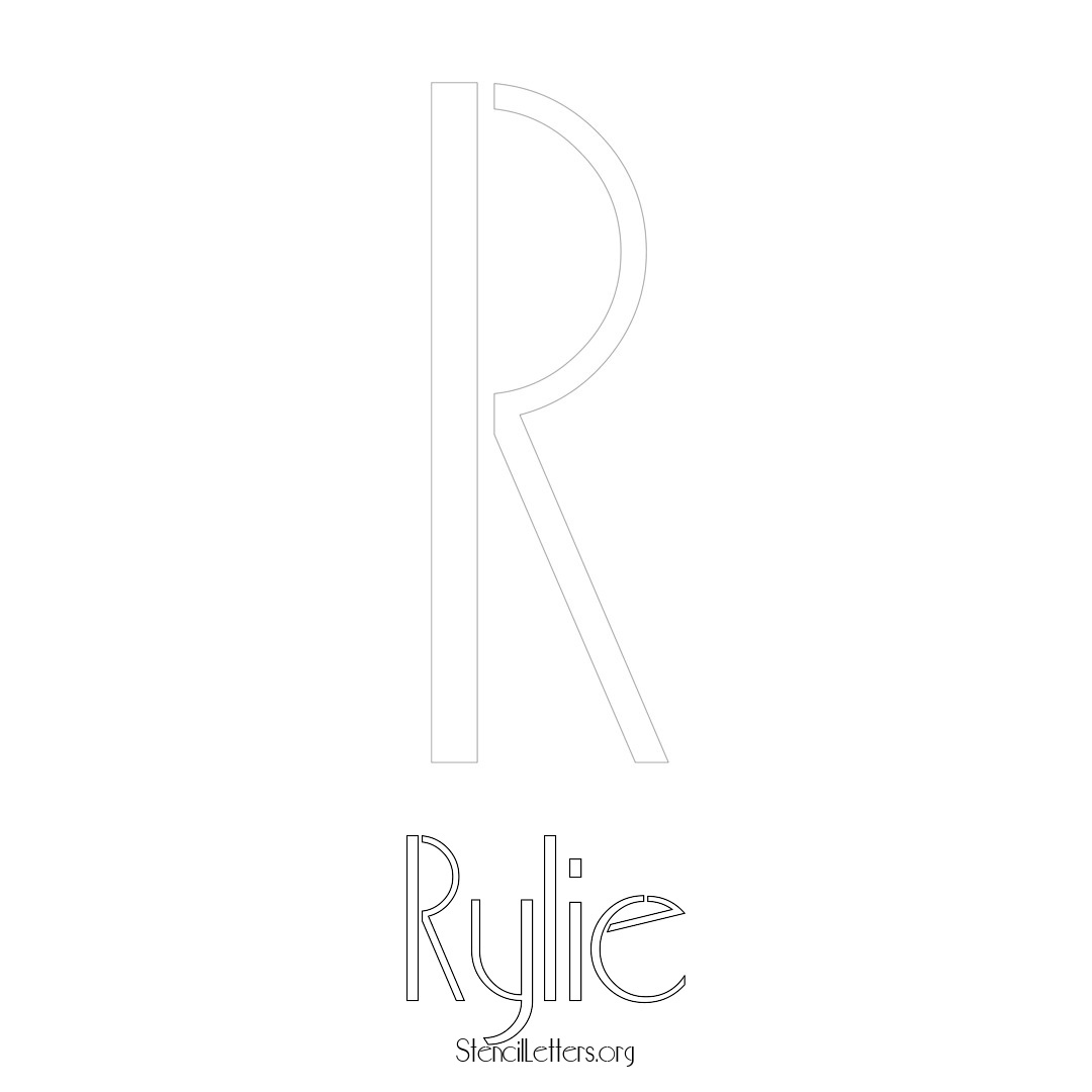 Rylie printable name initial stencil in Art Deco Lettering